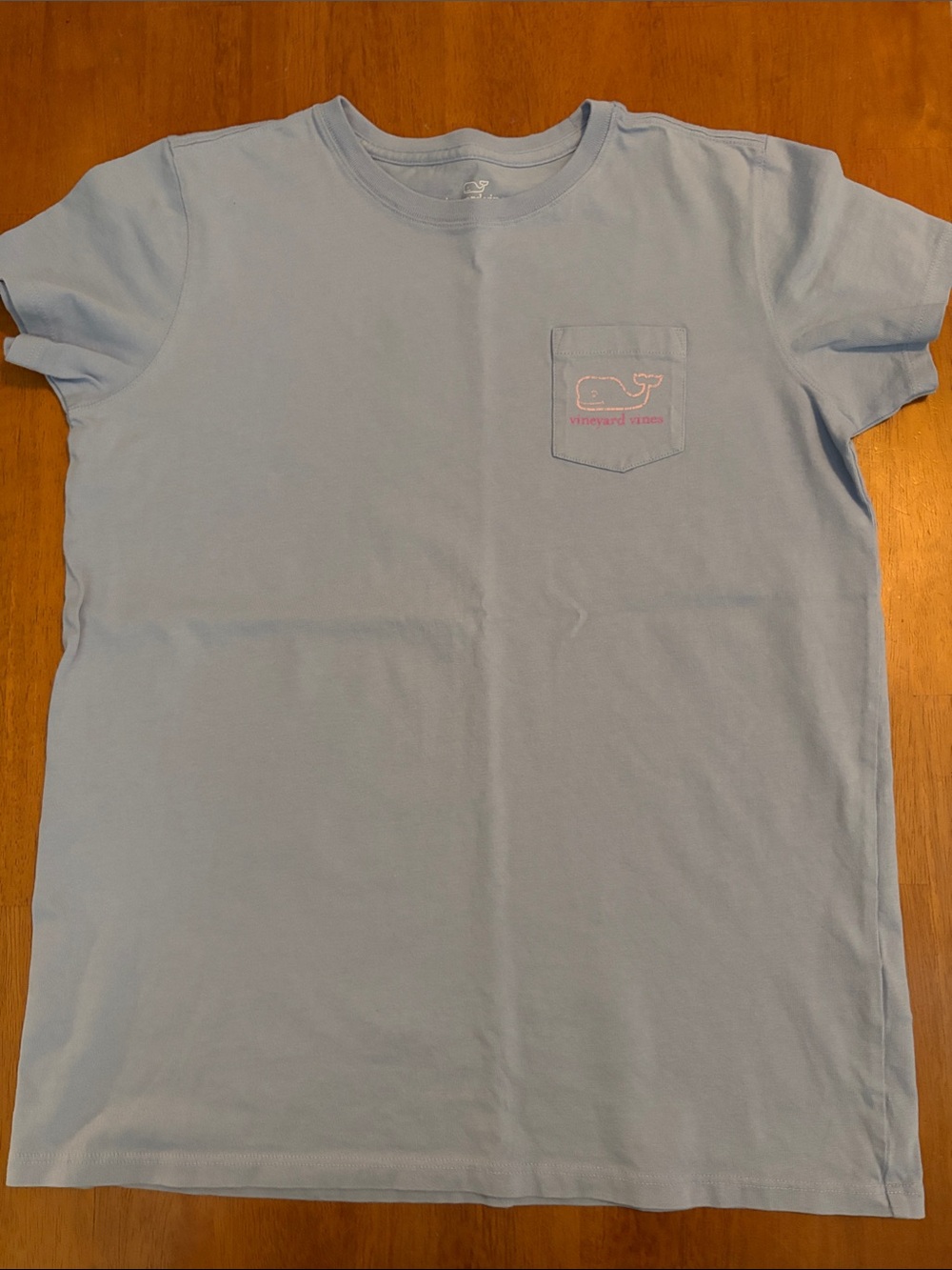 Vineyard Vines Kids Pastel Blue Pocket Tee with Whale Logo